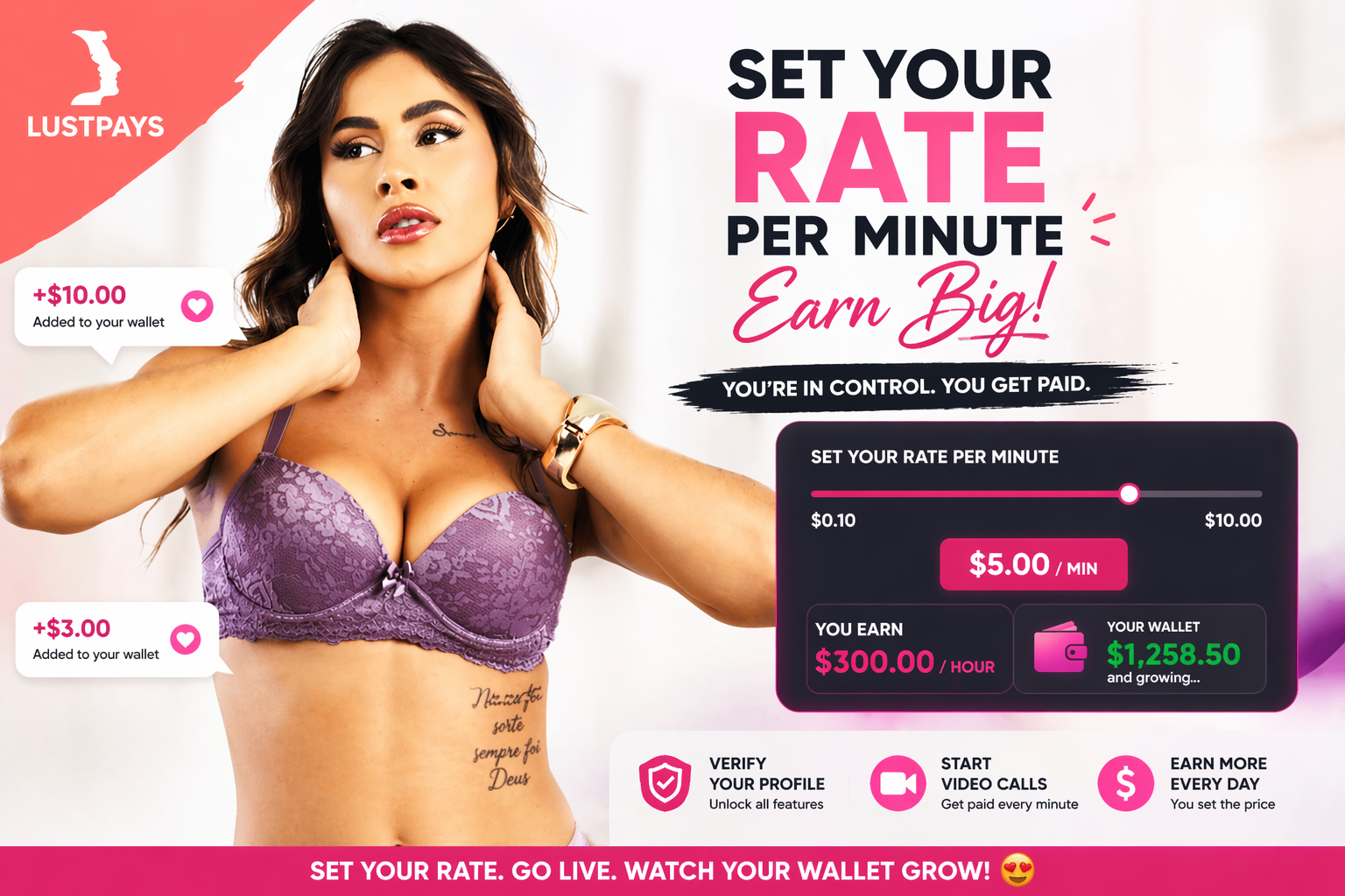 How to Set Your Rate and Get Paid for Video Calls on LustPays